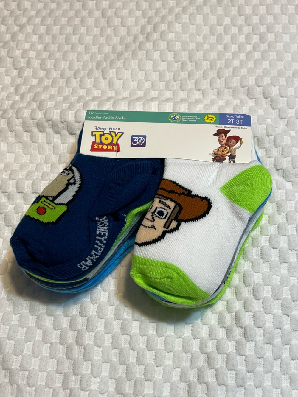 Disney Toy Story Toddler No-Show Socks - Navy, White & Lime